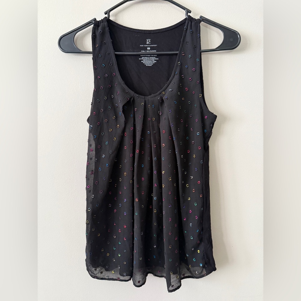 Black Tank Top with Multicolor Accents